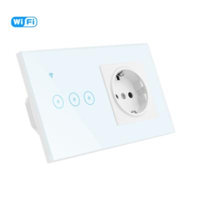 China Tuya Life Alexa Voice Control WiFi Home Light Touch Switch Residential/Multi-Purpose Smart Socket Outlet Outlet with European Plug for sale