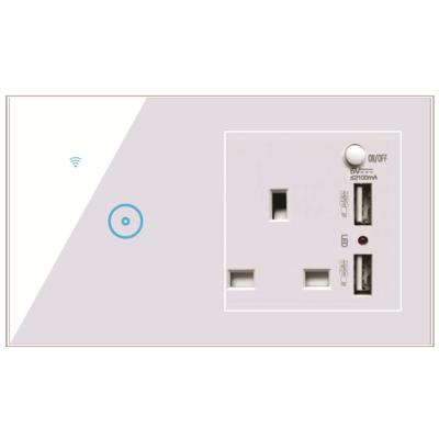 China Luxury Touch Multifunctional Wall Switch Universal Touch Switch Power Socket With USB WiFi Smart Switch Tuya APP for sale