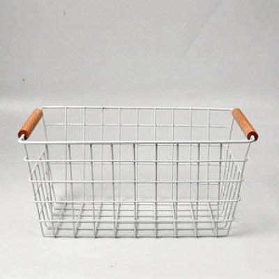 China Sustainable Storage Organizer Metal Wire Metal Display Vegetable Storage Basket White For Kitchen for sale