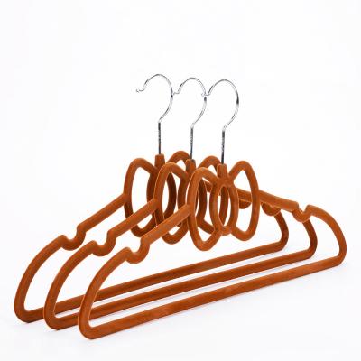 China Wardrobe space save Brown thin velvet non-slip suit hangers 100 packs for sale