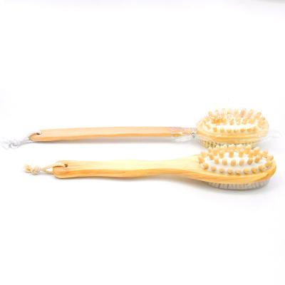 China Sustainable Wood Brush Natural Boar Stiffens Long Handle Body Back Bath Massage Brush for sale