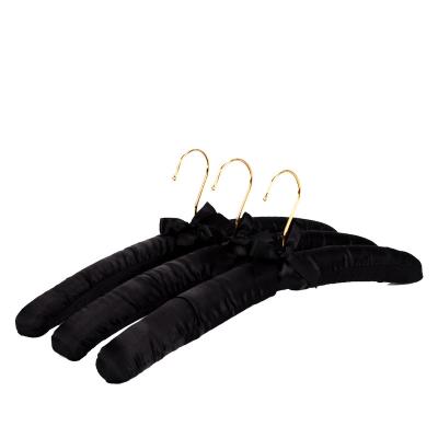 China Hotel/wedding dress and more wholesale satin padded black color fabric coat hanger wedding dress hanger for sale