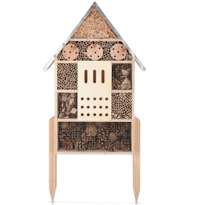 China Custom Logo Large Wooden Tube Bee Nest Insect Insect Hotel Wooden Bamboo House for sale