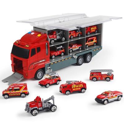 China Ride on Toy 11 in 1 Construction Truck Vehicle Car Toy Set Play Vehicles In Transporter Diecast Truck for sale