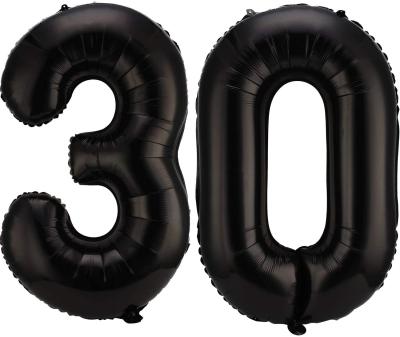 China Toy Balloons Number Balloons promotional for 30th birthday party decorations and 30th birthday event black for sale