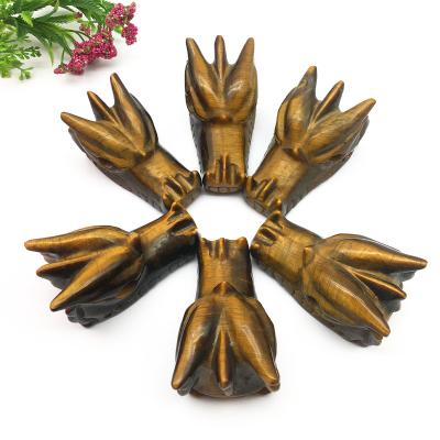 China China Wholesale Natural tiger eye stone dragon head high quality carving crystal for decoration for sale