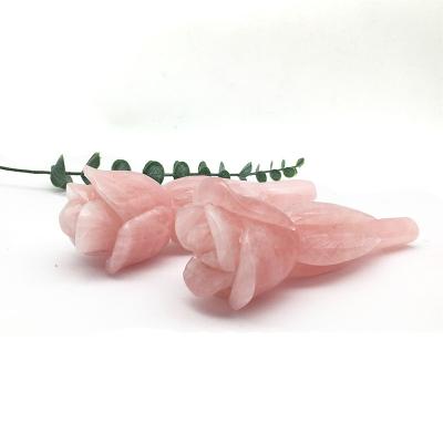 China Wholesale Natural Rose Quartz Flower Heading High Quality Crystal Crafts From Europe For Woman And Gifts for sale