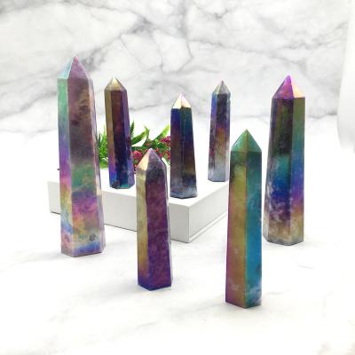 China Wholesale Natural Mica Crystal High Quality Lepidolite Aura Purple Europe Point Crystal Point For Decoration for sale