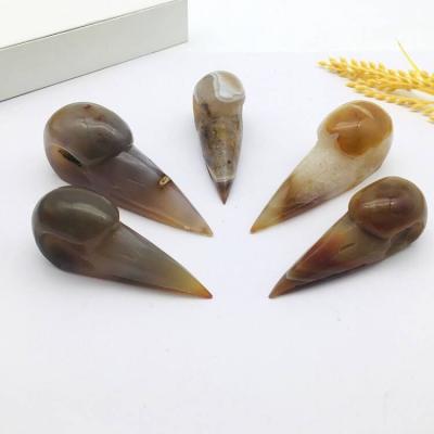 China Wholesale Natural Druzy Bird Skulls China Agate Crafts High Quality Crystal Gemstone Carving For Home Decoration for sale