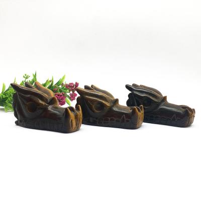 China Wholesale Natural Dragon Head Stone Europe Tiger Eye High Quality Carving for Decoration and Gift for sale