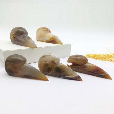 China Wholesale Natural Druzy Bird Skull China Agate Crafts High Quality Crystal Gemstone Carving For Home Decoration for sale