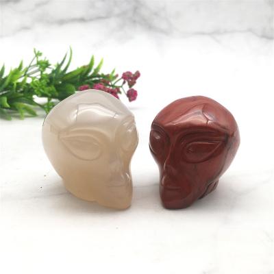 China Europe wholesale natural alien skulls rose quartz carving high quality heading crafts for sale and decoration for sale