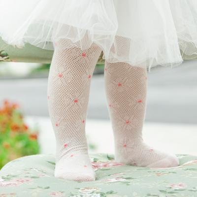 China Magicmk QUICK DRY Children's Pantyhose New Girls Cotton Mesh White Flower Pantyhose Baby Stocking Pantyhose for sale