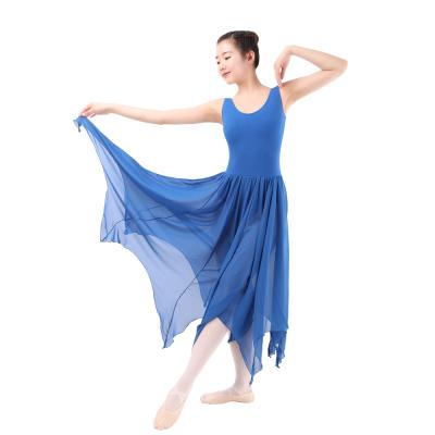 China Dress up Magicmk Adults Round Neck Sleeveless See Through Classic Asymmetrical Chiffon Skirt Ballet Dress for sale