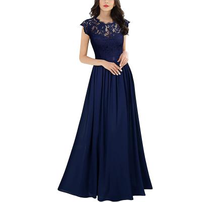 China Magicmk Design Lace Chiffon Vintage Floral Anti-static Formal Floral Half High Evening Dress Maxi Dress for sale