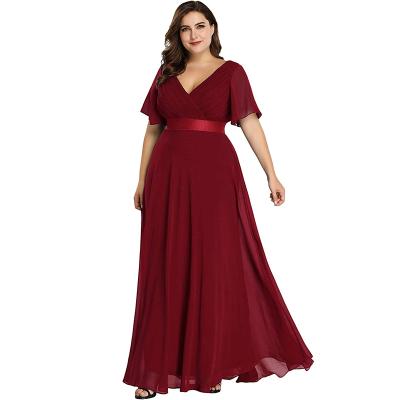 China Magicmk Anti-Static Hot Sale Women Plus Size Double V-Neck Evening Party Maxi Dress for sale