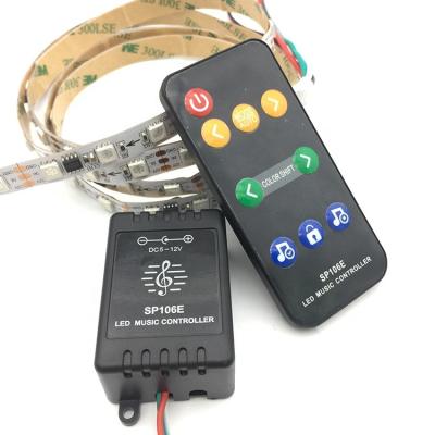 China RGB Led Strip Lighting 9 Keys RF Remote Control Mini Music Led Controller 600 Pixels Supported SP106E for sale