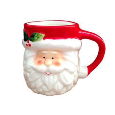 China 2021 Sustainable New Year Christmas Ornaments Mug , Vintage Santa Ceramic Porcelain Mugs Custom Bone Cups New Mug for sale