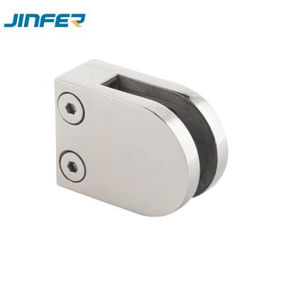 China Modern Stainless Steel D Shape Square Clamp Wall Mounted Glass Clip Bracket On Tempered Or Laminated Glass for sale