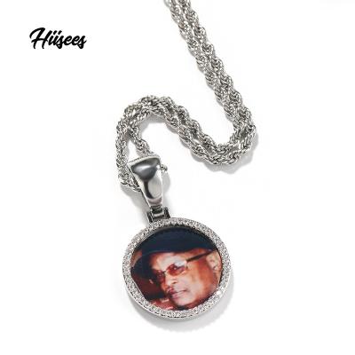 China Custom Diamond Pendants Photo Hiphop Hip Hop Jewelry Maker Sublimation Disc Necklace Customizable Blanks for sale