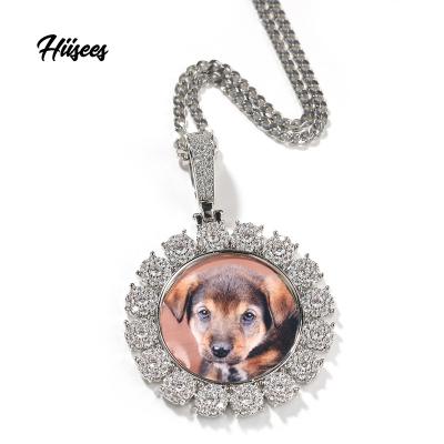 China Hiphop Fashion Jewelry Pendants Iced Out Custom Sublimation Blanks Necklace Photo Pendant for sale