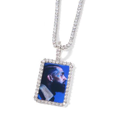 China Europe and America Iced Out Memory Photo Picture Pendant Logo Photo Necklace Custom Gift for Women Man Rapper Necklaces for sale