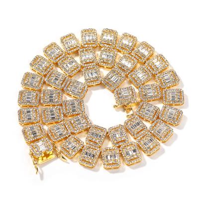 China 2022 New Hiphop Women's Necklace Gold Plated Fashion Jewelry Alloy Baguette Rhinestone Chain for sale