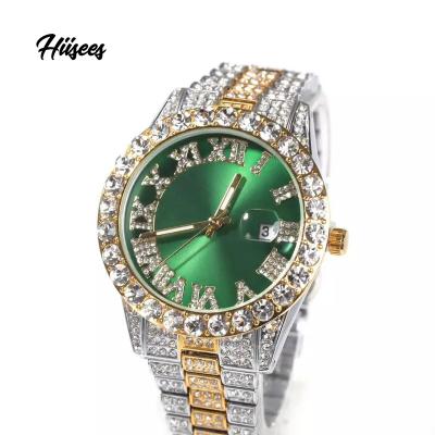 China Auto Date Hiisees Iced Out Color Watches Bling Bling Hip Hop Designer Popular Round DCA Pink Purple Watch for sale