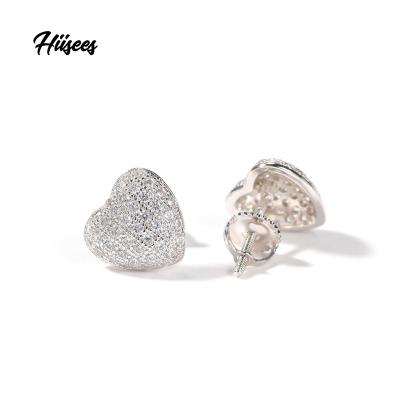 China Vintage New Fashion Small Heart Shape CZ Earrings 18K Gold Plated S925 Needle Silver High Quality Unisex Bridal Earring for sale