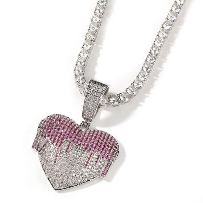 China Europe and America New Fashion Heart Hiisees Heart Tone Pendant Two Heart CZ Necklace Love Shape Pendant for sale