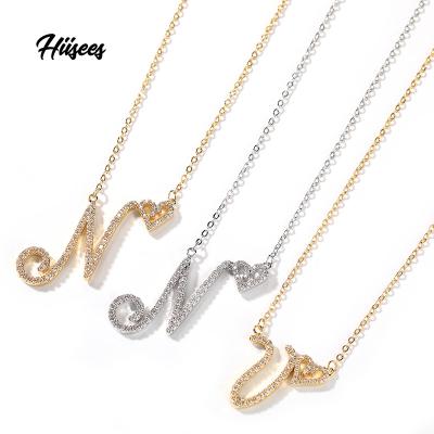 China Hiphop Vintage Iced Out Gold Letters A-Z Initial Letter Necklace For Jewelry Making Initial Pendant Necklace for sale