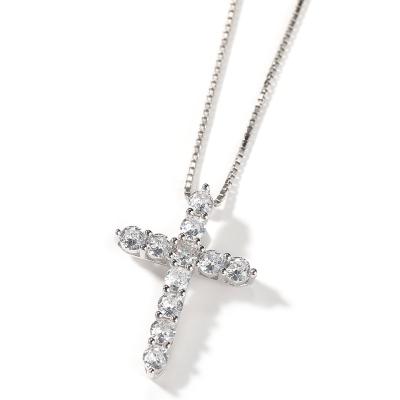 China Europe and America Hip Hop 925 Sterling Silver Cross Pendant With 18inch Box Chain Charms Necklace Fashion Unisex Jewelry for sale