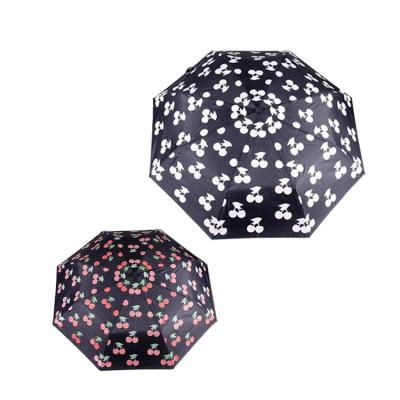 China Customized Compact 3 Times Folding Design Printing Color Changing Magic Umbrella for sale