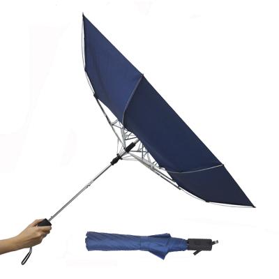 China All in 1 Navy 2 Reflex Auto Open Sections Telescopic Wind Frame Foldable Umbrella for sale