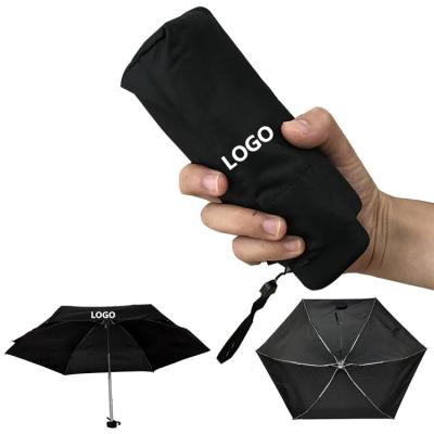 China All In 1 Folding Pocket Umbrella Smartphone Mini 5 Fold Black Good Quality Compact Umbrella Light Weight Umbrella for sale