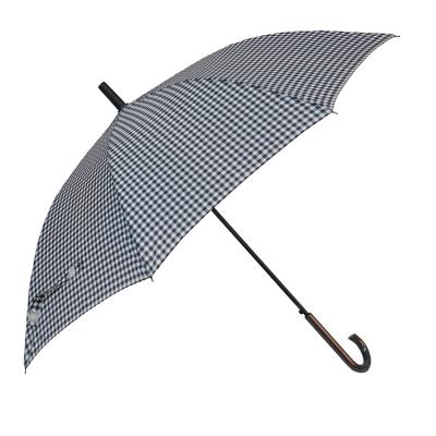 China Fujian Umbrella Plaid Cloth Stick Payung Minimalist Automatic Open Straight Umbrella for sale