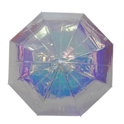 China All in 1 new innovation 23 inch clear iridescent holographic umbrellas wholesale for sale