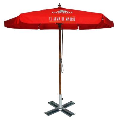 China Waterproof Cover Commercial Umbrella With Company Logo Color Customized Hotel Restaurant Outdoor Wooden Umbrella Manual Straight Patio Umbrella for sale