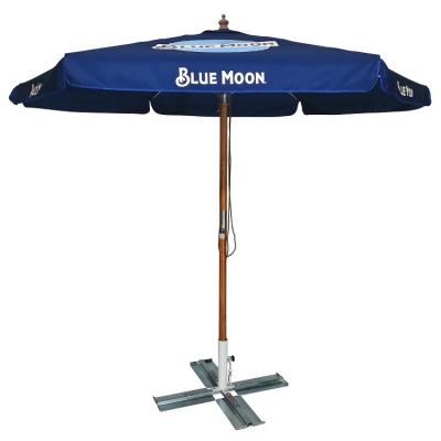 China Waterproof Cover Logo Printed Large Patio Camping Commercial Using Full Season Restaurant Outdoor Wood Umbrella Applicable Polyester Cloth for sale