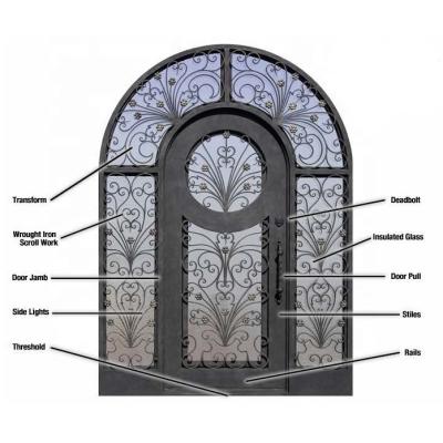 China Modern wrought iron door and wrought iron glass door in Canton for sale