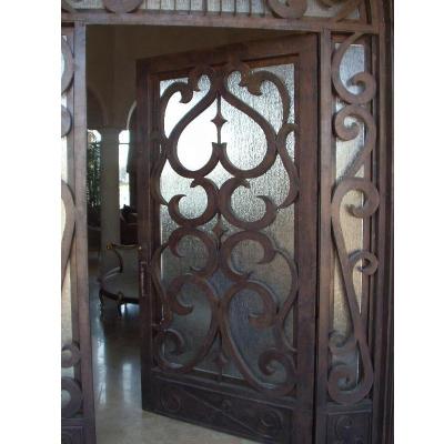 China Modern China Supplier Galvanized Steel Door Frame / Wrought Iron Glass Door for sale