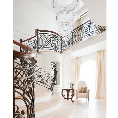 China Interior Hotel Stairs Railing Designs Wrought Iron Hand Railings for sale