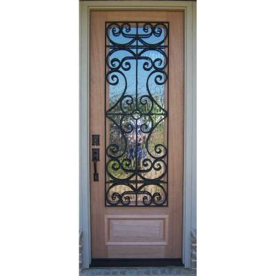 China Modern security door design with grill, wooden door, iron grill for sale