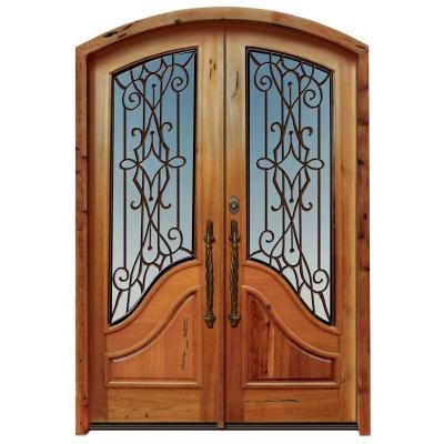 China Modern Nice Quality Teak Wooden Double Door Design / Wooden Glass Door Design for sale