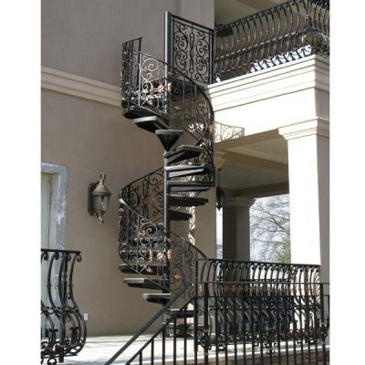 China Exterior Modern Steel Staircase / Wrought Iron Staircase Design for sale