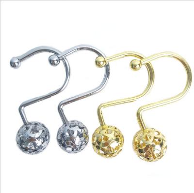 China Factory Supply S Shaped Hook Shower Curtain Hook Ring Cavity Decorative Rustproof Brass Shower Ball Contemporary Design for sale