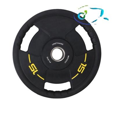 China Durable ONT-S16 Home Used Urethane Free Weight Bumper Plate Tri Weight Rubber Plates PU Grip Weight Plate for sale