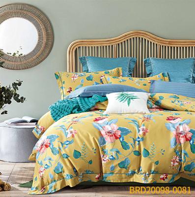 China Disposable Custom Home Textile 4 Pcs Bedding Set Along 100% Cotton Staple Printed Satin Bedding Sheet for sale