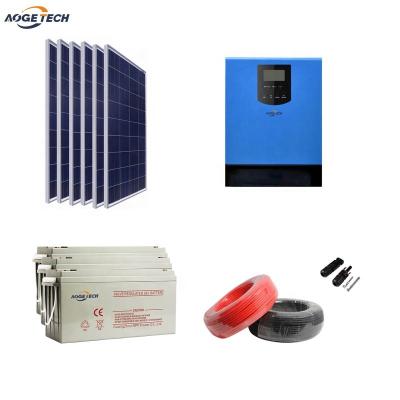 China AogeTech PM01S 4KW 5KW 48V 96V Complete Home Solar Off Grid Power Supply System With Hybrid Inverter Bundle Panel Cable for sale