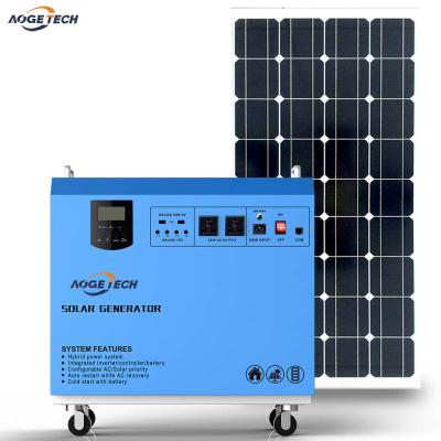 China AogeTech PW02S 1000W 1KW Storage System Kit Home Solar Powered Generator Mobile Hybrid Station for Outdoor Camping Fan TV for sale